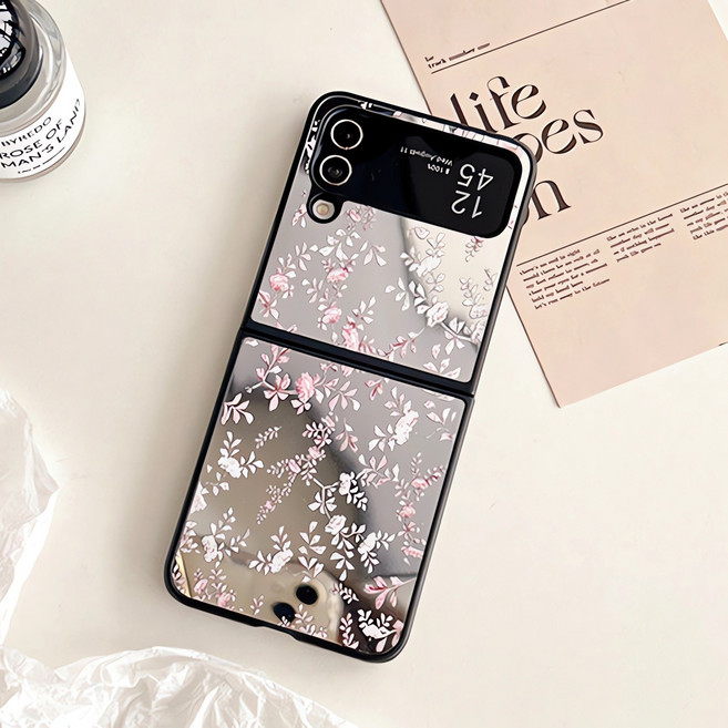 얌코 갤럭시 z플립3 z플립4 z플립5 z플립6 z플립7 휴대폰 케이스 미러 플라워