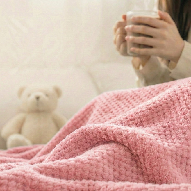 셀렉티크 극세사 무릎담요 학생 스카 캠핑 카페 강아지 차량 담요, 핑크, 1개