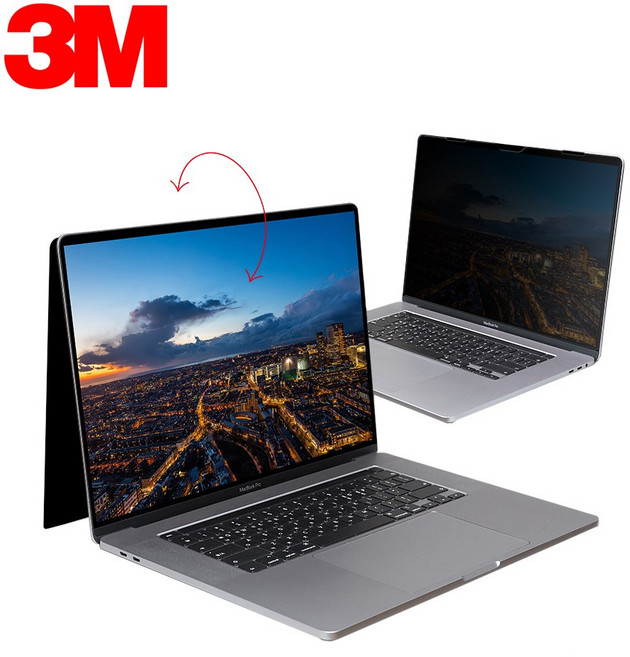 3M 정품 맥북전용 프라이버시 필터 블루라이트 차단 보안기 정보 보호 보안 필름, 1개