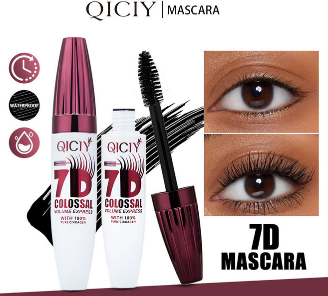 QICIY 7D睫毛膏 防水防汗 立體拉長 濃密捲翹 纖長, 1個, 黑色10g產品僅供銷售，禁止國內銷