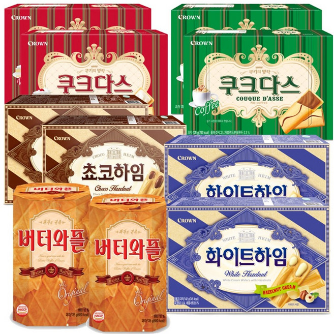[과자몬스터] 쿠크다스 화이트 + 쿠크다스 커피 +초코하임 + 화이트하임 + 버터와플, 1.35kg, 1세트
