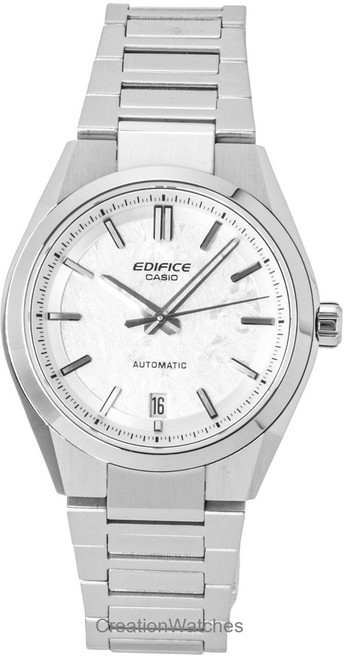 카시오 에디피스 아날로그 스테인리스 스틸 단조 카본 화이트 다이얼 자동 EFK-100D-7A 100M 남성용 시계