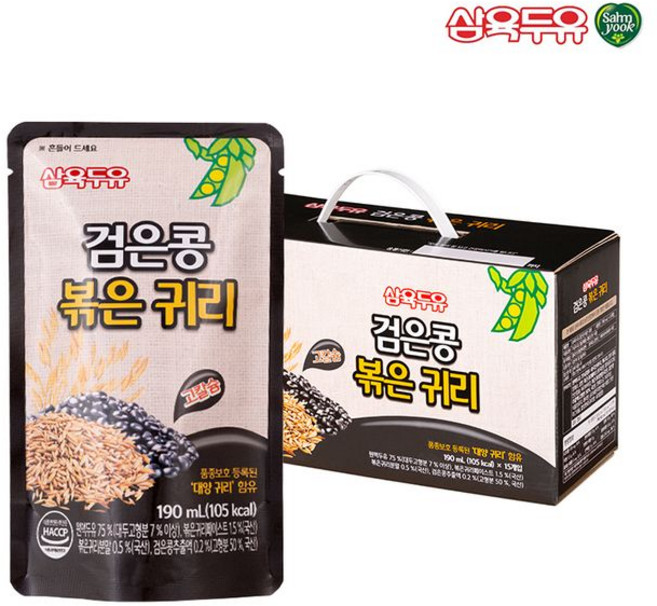 삼육두유 검은콩 볶은 귀리 파우치, 190ml, 15개