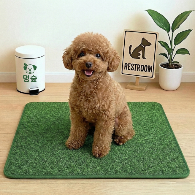 하루잡화 물세탁가능 대형 인조잔디 배변판, 1개, 그린