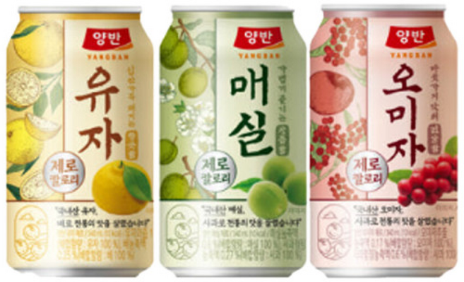 양반 (오미자 유자 매실) 제로 각 총 대량 소량 신제품 전통차, 355ml, 1개