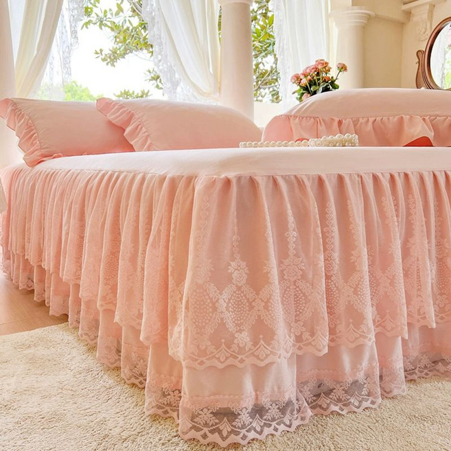 화이트 프린세스 스타일 레이스 침대 스커트