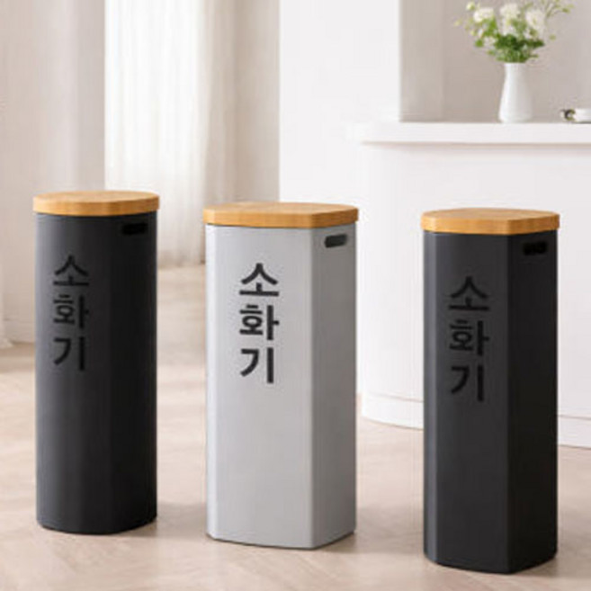 [6종] 원목 철제 소화기커버 인테리어 소화기 가림막 받침대, 블랙, 1개