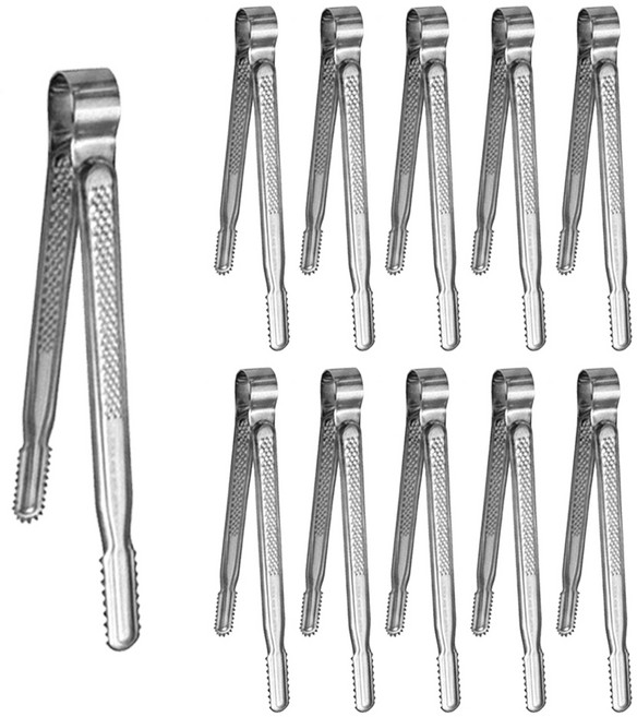 국산 다이아 엠보싱(논슬립) 스텐 악어집게 25cm 대, 10개, 실버