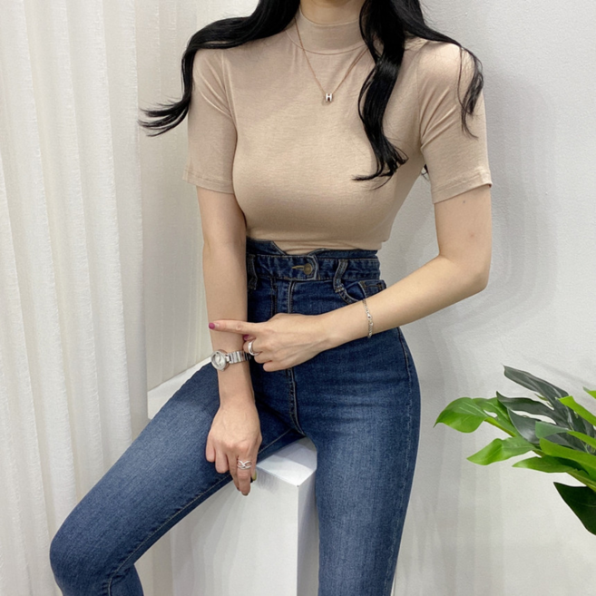 스트릿제이 무지 반폴라 반팔티