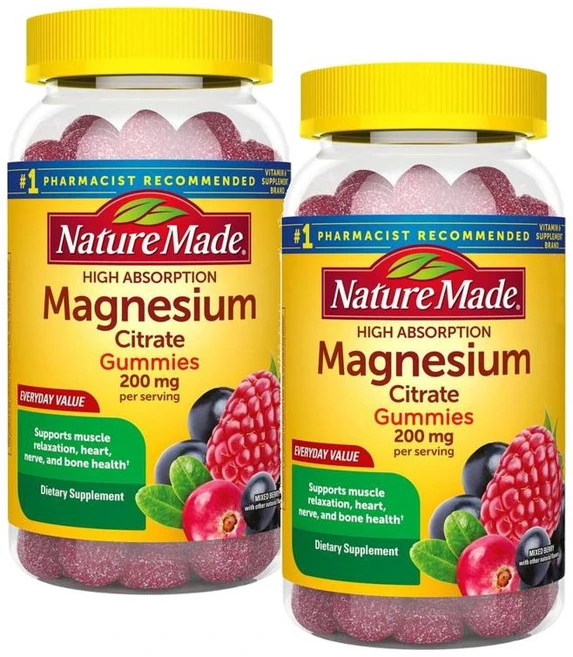 네이처메이드 마그네슘 시트레이트 구미 젤리 Nature Made Magnesium Citrate Gummies, 2개, 64정 - 쿠팡