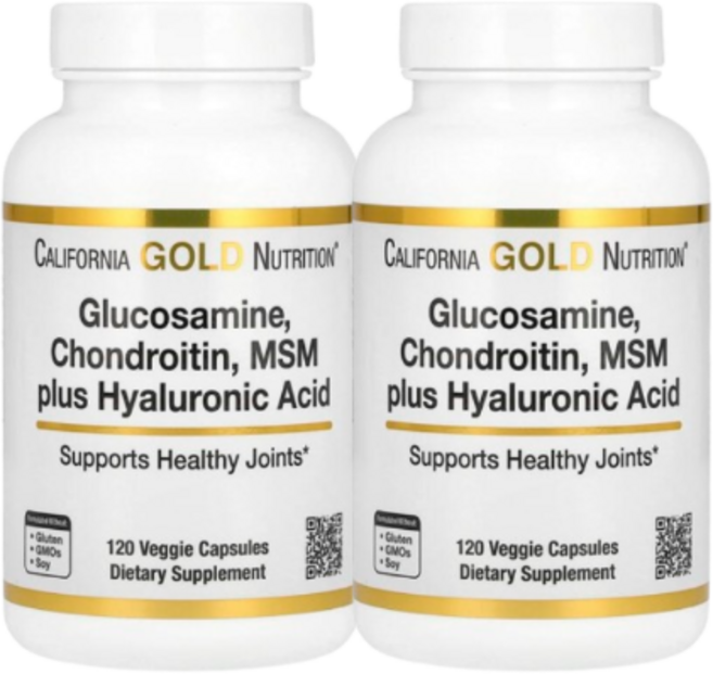 캘리포니아골드뉴트리션 글루코사민 콘드로이틴 MSM 플러스 히알루론산 식물성캡슐 120 X 2개, 120정