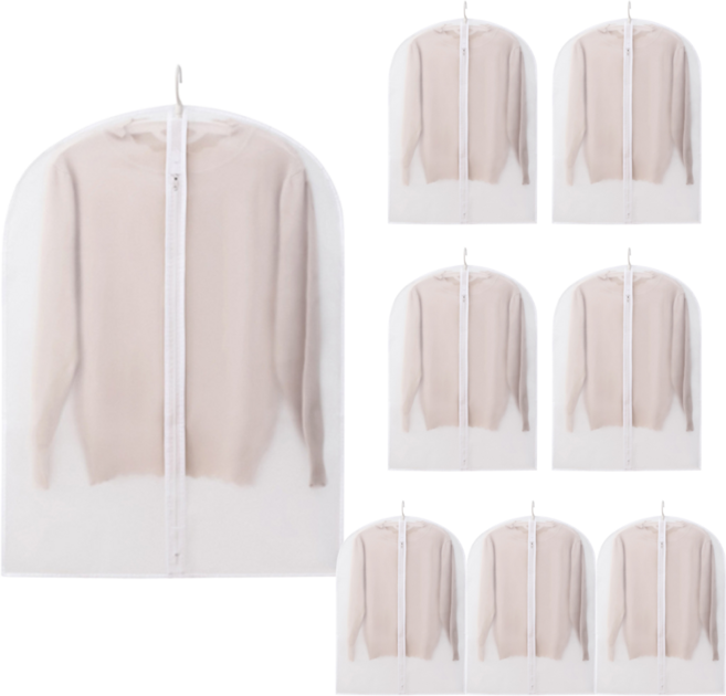 먼지방지 지퍼형 반 투명 옷커버, 8개, 1세트