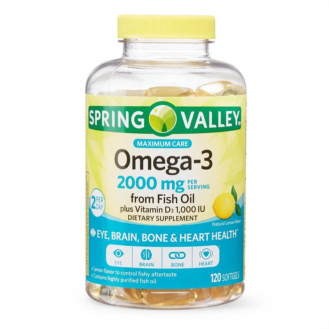 Spring Valley Omega-3 스프링 밸리 오메가3 피쉬오일 120정, 1개 - 쿠팡