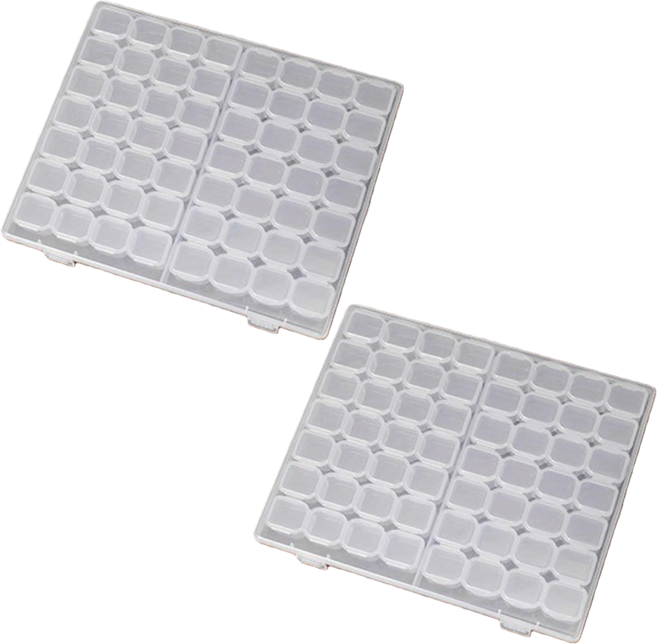 애니모어 투명 비즈 파츠 케이스 개별뚜껑, 2개, 56칸 투명