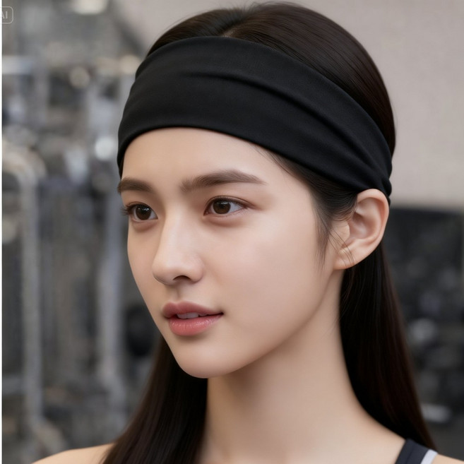 로우브 초강력 땀흡수 무압박 착 밀착 헤어밴드, 1개, 블랙