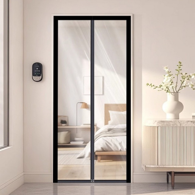 자석 무타공 투명 방풍비닐 커튼 현관 외풍차단 겨울 방한커튼 벨크로 바람막이 거실 분리 냉기차단 보온 커튼, 1개