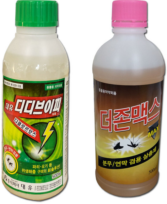 더존맥스 디디브이피 2종세트 모기약 파리약 방역소독약 연막살충제 모기살충제 파리살충제 바퀴벌레약 진드기약 개미약 살충제 방역약품, 1개, 500ml