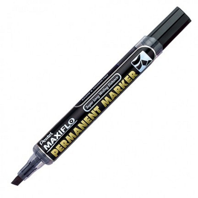 辦公王 Pentel 飛龍 NLF60 後壓油性筆 平頭 MAXIFLO 直液 防水筆, 1個, 黑