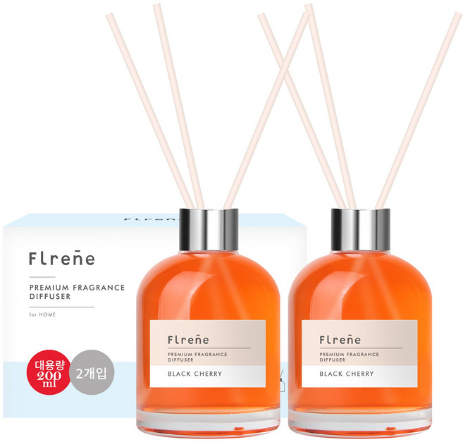 플렌느 NEW 방향제 실내용 디퓨저 200ml 2개입 레드프룻+ 스틱 10p, 2개, 블랙체리
