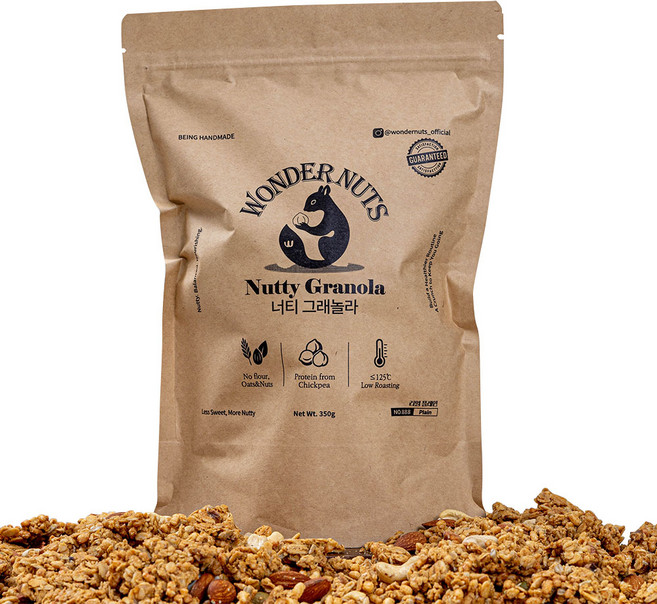 원더너츠 수제 플레인 그래놀라 시리얼 고식이섬유, 350g, 1개