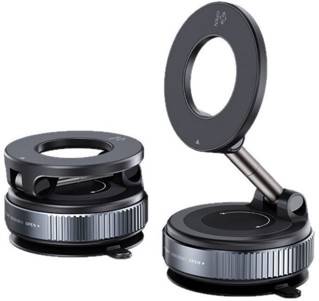 차량용 핸드폰 거치대 맥세이프 진공흡착 마그네틱, 블랙, 1개