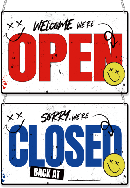 긱베어 레트로 영업중 오픈클로즈 Open Closed 안내 표지판 팻말, 1개, 04 코믹