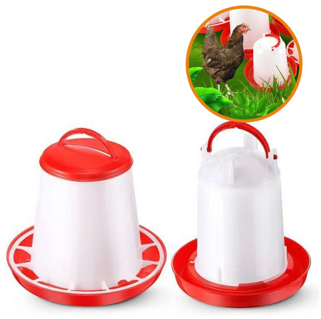 마켓피아 닭 병아리 조류 반자동 모이통 사료통 물통 세트, 화이트(모이통+물통 1.5kg세트), 1개
