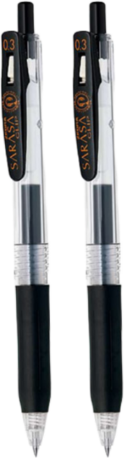 제브라 사라사클립볼펜 0.3mm, black, 2개