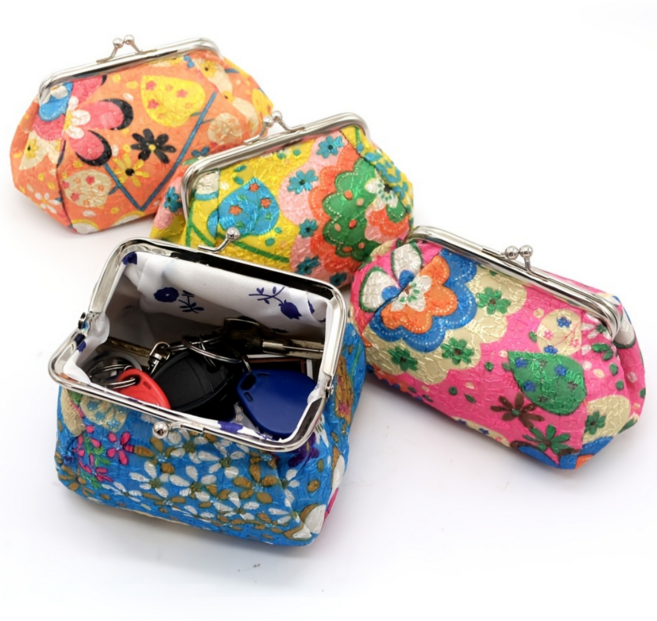 다용도 꽃 자수 동전지갑 미니 똑딱이 파우치