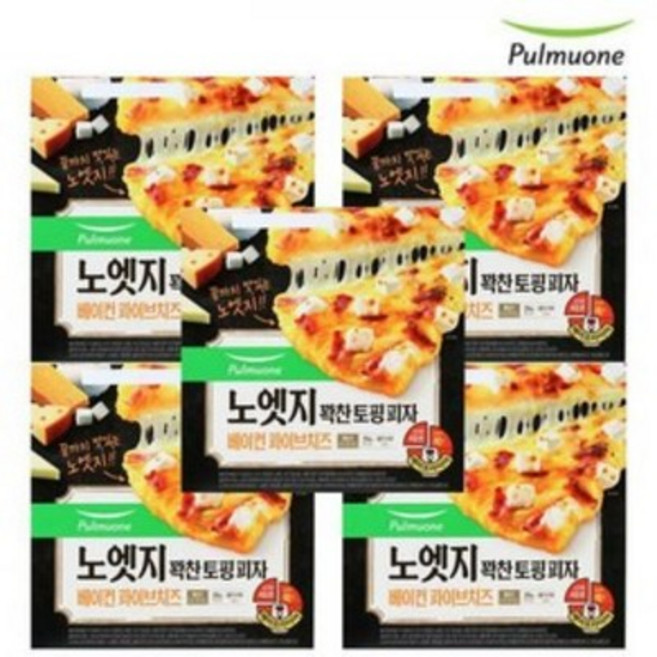 [풀무원] 노엣지 꽉찬토핑 피자 파이브치즈x5판, 상세 설명 참조, 1세트