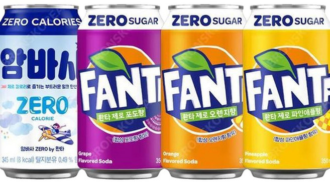 코카 환타 제로 오렌지+파인+포도+암바사 제로 각 6캔씩, 1개, 345ml