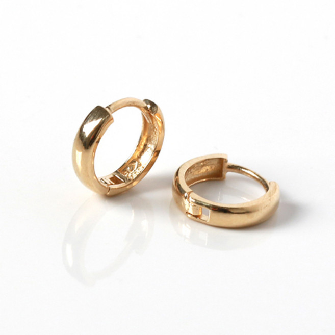 오로프 전체 14K 금 넓은 민자링 원터치 귀걸이 5~11mm (낱개 1개 기준)