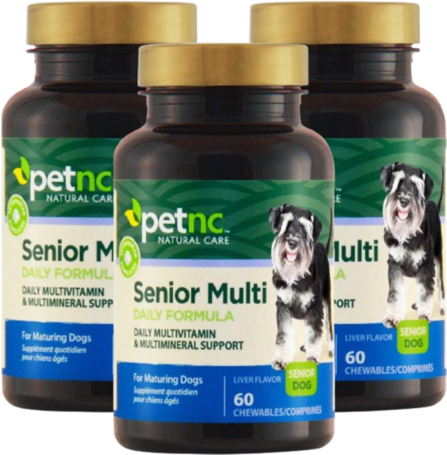 petnc NATURAL CARE 반려견 펫 내츄럴 케어 시니어 종합 비타민 포뮬라 간(Liver) 맛 60 츄어블 3 SET, 1개
