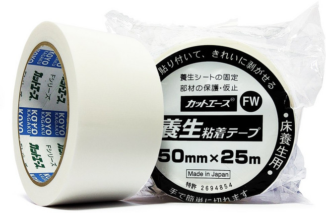 커트에이스(흰색) CFW 50mmx25m 끈적이 적은 무잔사 이지컷 마스킹 보양테이프, 1개