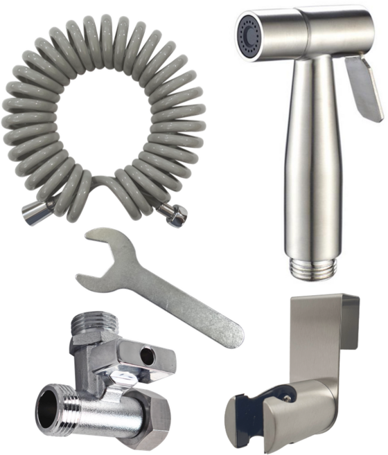 바스텔러 욕실 스프레이건 그레이 3.5m 세트 화장실 청소건 스텐 미니건 호스 변기걸이, 1세트