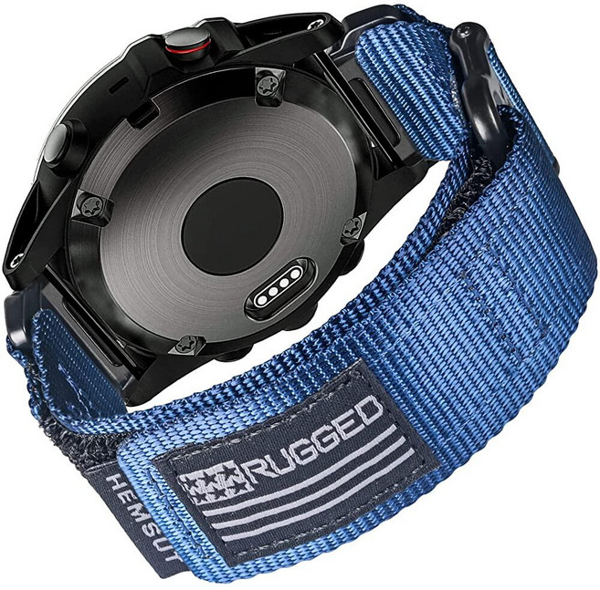 나일론 스포츠 시계 밴드 Garmin Instinct 3 50mm/Fenix 8 51mm/Fenix 7X/7X Pro/6X/6X Pro/5X/5X Plus Tactix 7, 블루, 22MM / Middle (7.2'' to 8.2'')