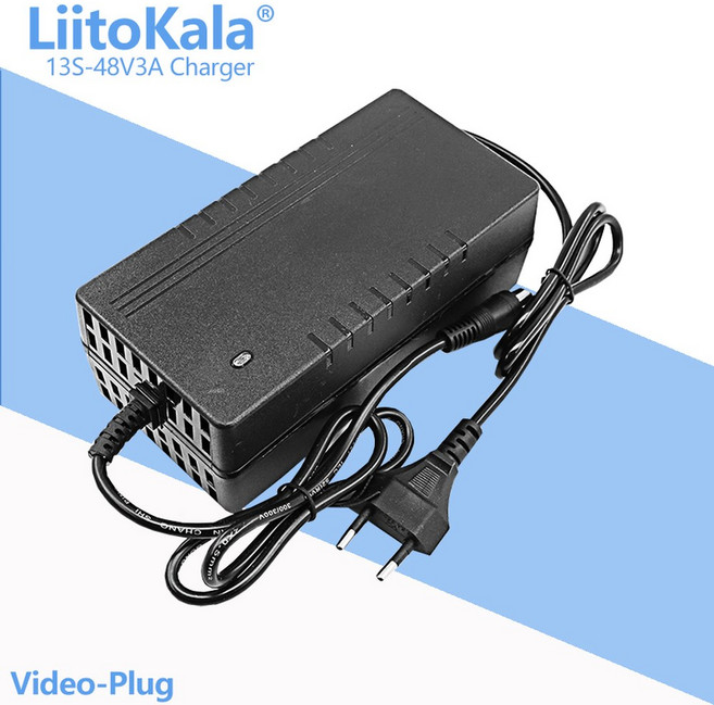 LiitoKala- 리튬 이온 배터리 팩 충전기 48V/36V 13S/10S 2A/3A/5A 42V/54.6V 5A AC DC 전원 공급 장치 어, 07 54.6V3A-Video_01 CHINA, 1개