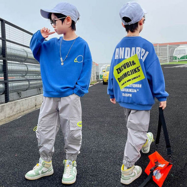 빠빠야네 키즈 주니어 남아 투컬러 맨투맨 캐주얼 보이 상하바지세트 봄가을