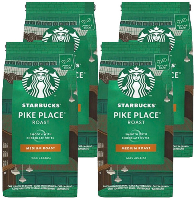 스타벅스 파이크 플레이스 로스트 미디엄 초콜릿 노트 (원두), 4개, 200g