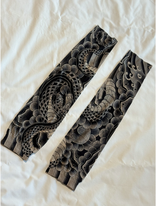 타투 팔토시 문신 팔토시 이레즈미 쿨토시, 1개, 뱀(흑백)