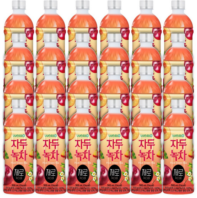 웰그린) 자두녹차제로, 24개, 500ml