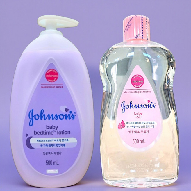 존슨즈 베이비 베드타임 로션 500ml + 베이비 오일 500ml, 1개