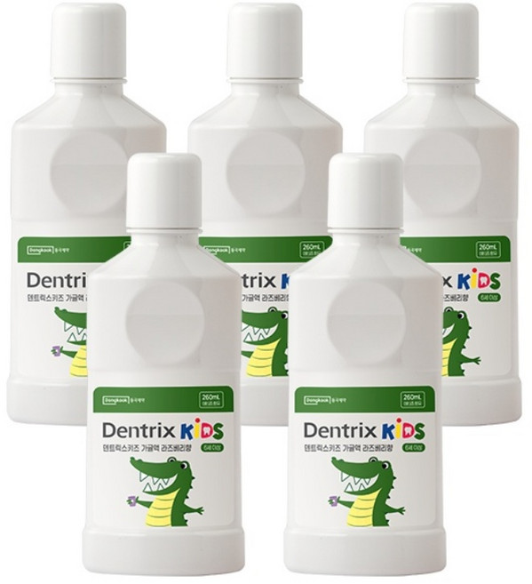 덴트릭스 키즈 동국제약 바른치아 어린이 가글, 260ml, 5개