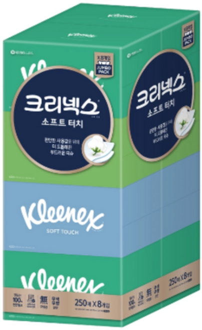 크리넥스 소프트터치 각티슈 250매 코스트코 미용티슈 화장지 휴지, 16개
