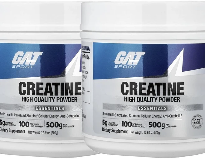 GAT 스포츠 에센셜 크레아틴 파우더 언플래버드 Sport Essentials Creatine Powder 500g, 2개 - 쿠팡