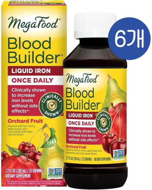 메가푸드 블러드빌더 액상 철분 원스데일리 MegaFood Blood Builder Liquid Iron, 6개, 230ml - 쿠팡