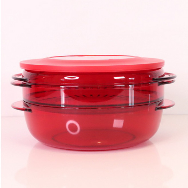 타파웨어 원형 타파렌지 2단 1L 전자레인지 찜기 조림 조리 용기, 1개