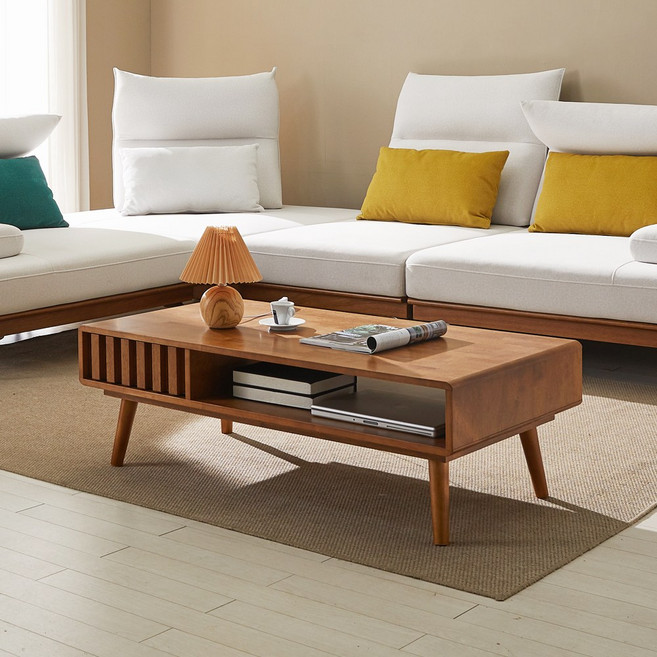 듀퍼니쳐 큐브 고무나무 원목 거실 소파 테이블