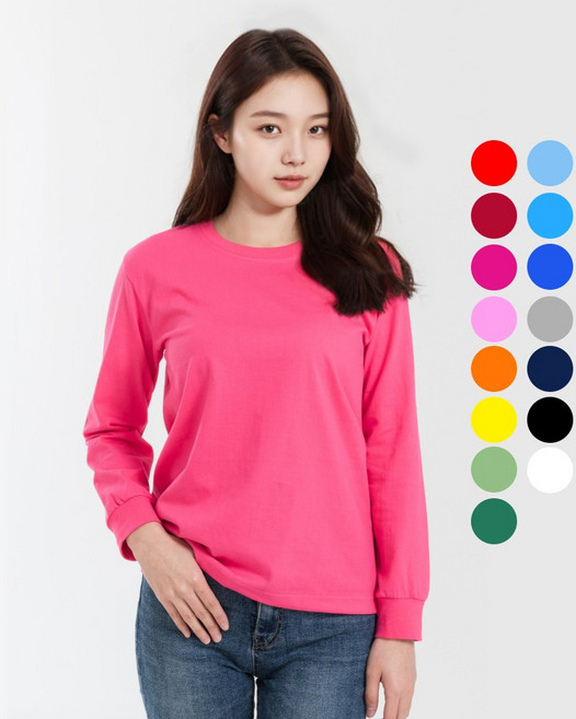 긴팔 30수 라운드 /무지 티셔츠 가족 교회 단체 이너웨어