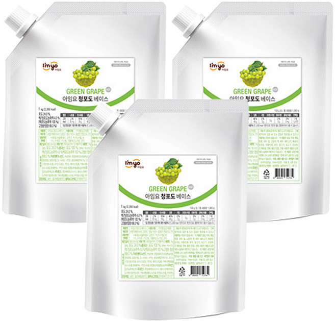 아임요 청포도베이스 농축액, 1kg, 3개